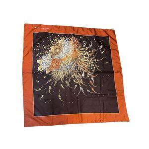 Vintage 80’s Leonardi Floral Design Motif Silk Scarf Pocket Square Luxury Fashio